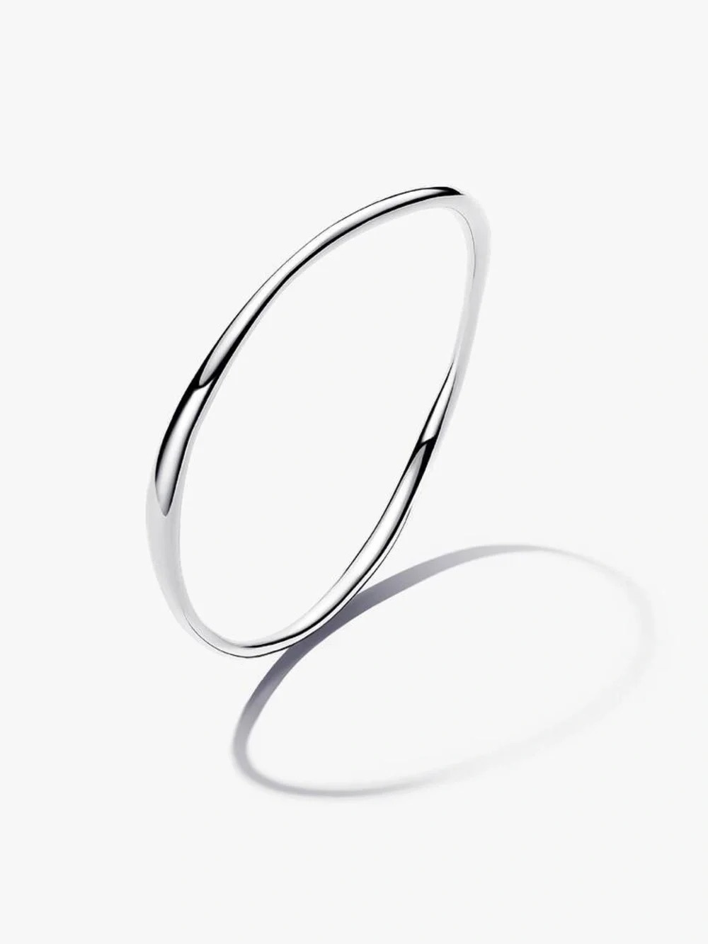Pandora Polished Silver Slim Bangle - Shiny Silver Finish